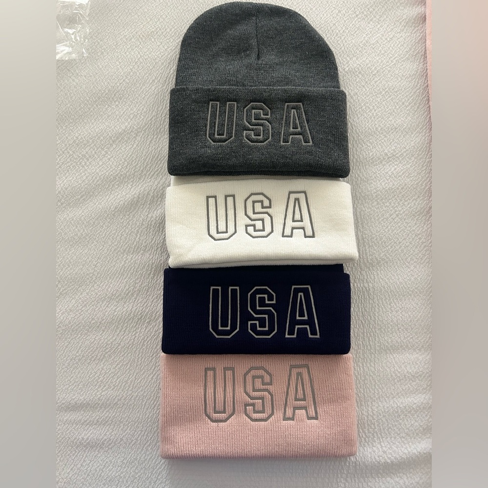 USA Embroidered Beanies Set